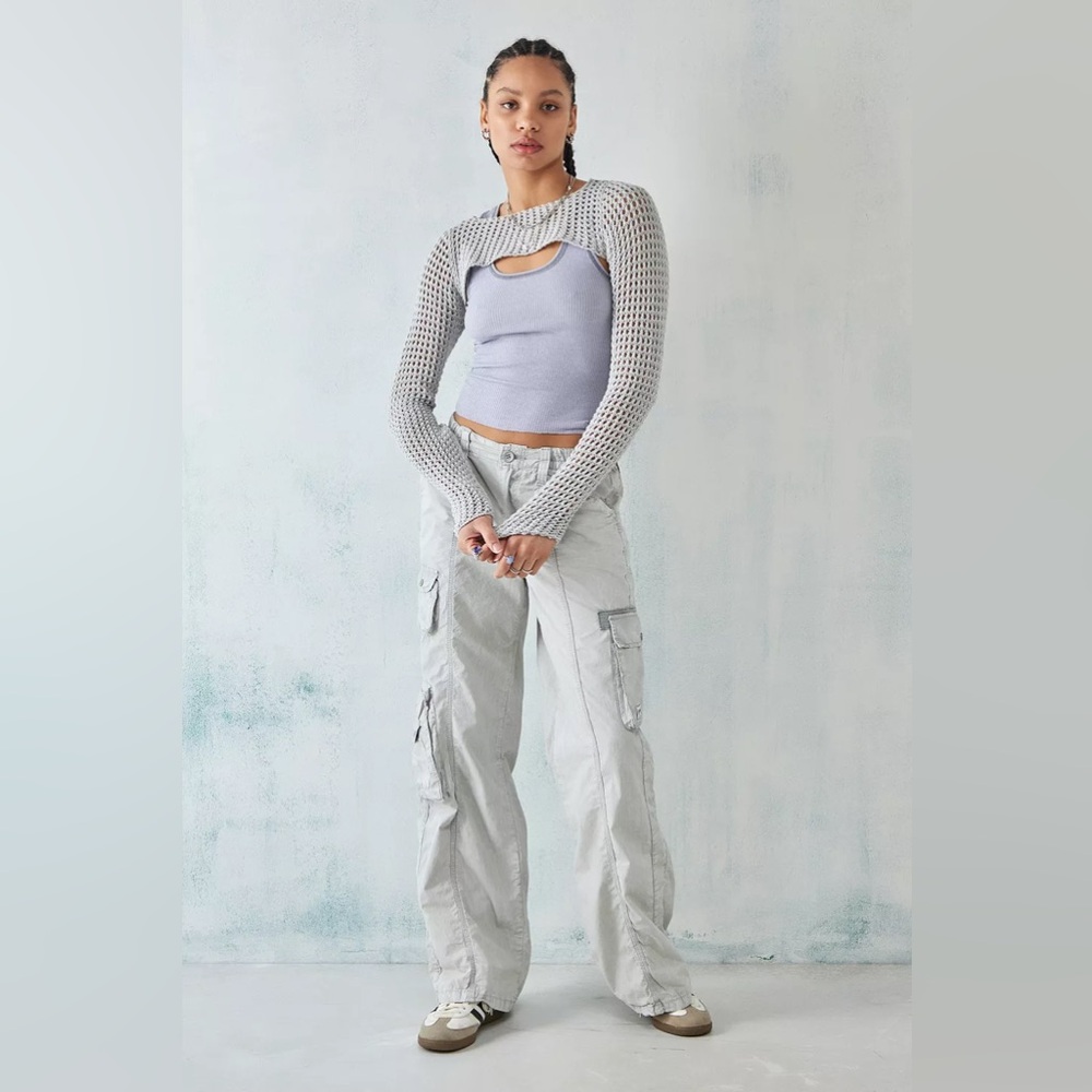 Urban Outfitters/BDG Women's Low-Rise Relaxed Cyber Cargo Pants Gray